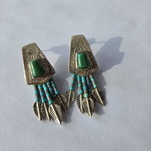 Silver and Turquoise Vintage Dangle Earrings